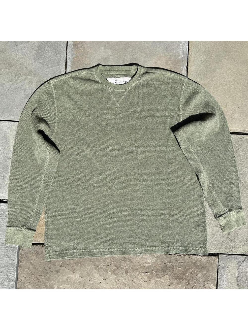 Y2K 2006 Varied Green Heather Waffle Knit Thermal